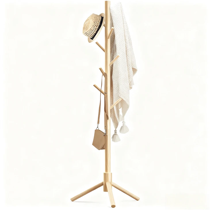 Wooden Coat Rack Stand With 8 Hooks manufacturers
